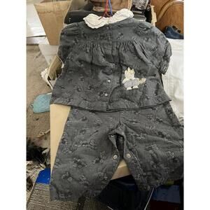 Baby Girl 18 Months Grey Patterned Two-Piece Outfit with Emb